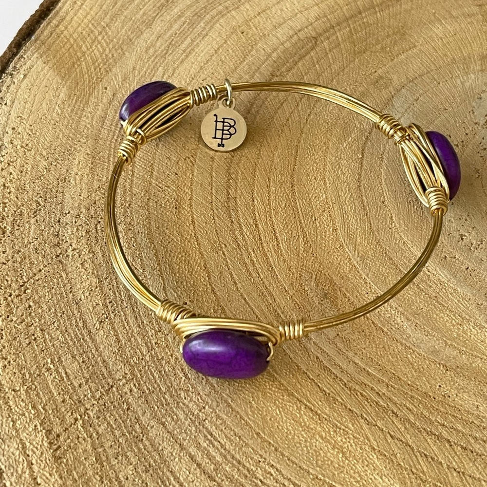 Bourbon and bowties purple stone gold bangle